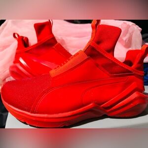 Vibrant Red Slip-On Puma Sneakers